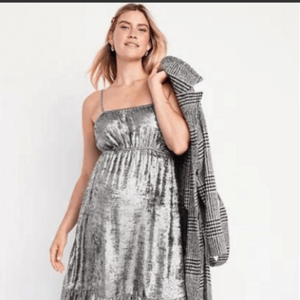 Waist-Defined Cami Midi Dress XL Silver